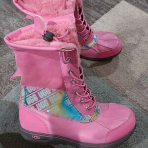 UGG Vibrant Pink Boots with Multicolor Detail